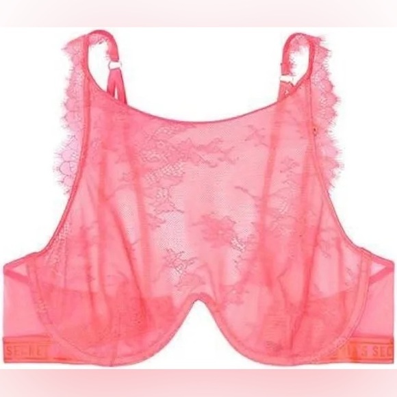 2 VICTORIAS SECRETS VERY SEXY HIGH NECK BRAS, DUSTY ROSE & NEON PINK 34DD - Picture 5 of 11